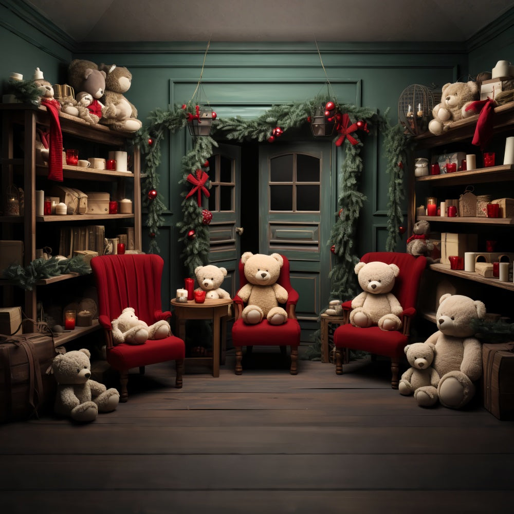 Christmas Backdrops Santa's Workshop Festive Bears Backdrop BRP11-91