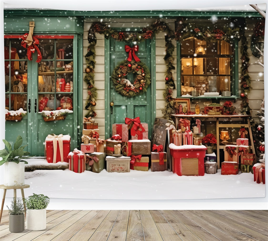 Photography Christmas Backdrop Santa's Workshop Present Paradise Backdrop BRP11-92