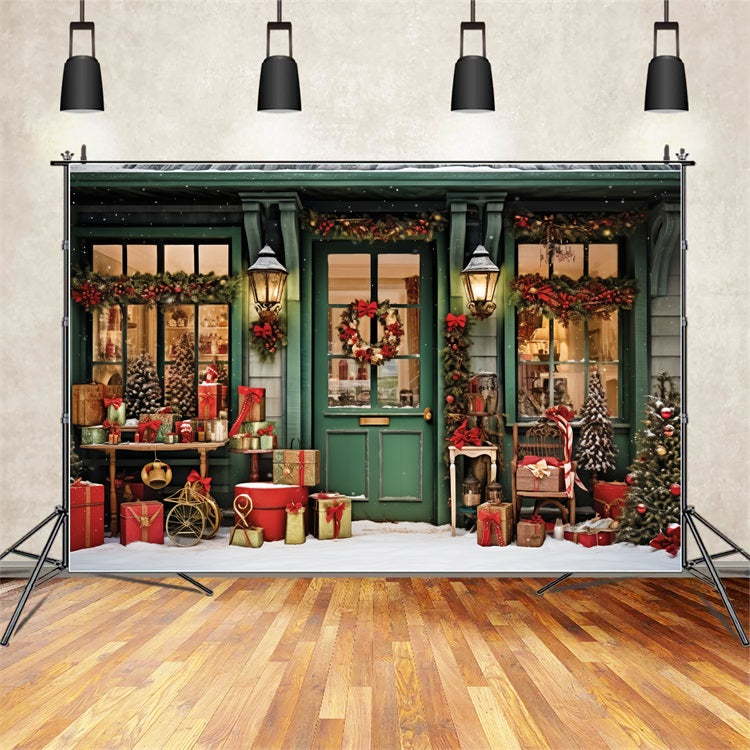 Christmas Backdrops Santa's Workshop Entrance Gifts Backdrop BRP11-93