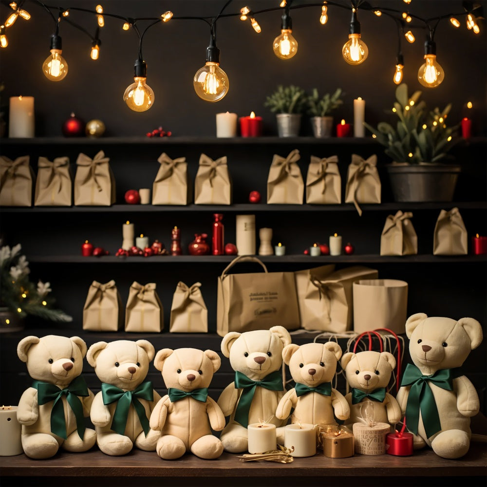 Christmas Photo Backdrop Santa's Workshop Teddy Bear Gathering Backdrop BRP11-97