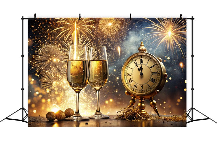 New Years Eve Photo Backdrop Champagne Clock Backdrop BRP12-102