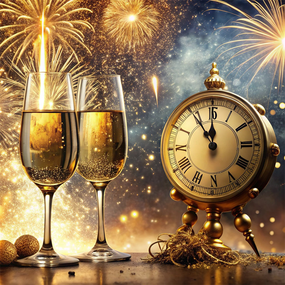 New Years Eve Photo Backdrop Champagne Clock Backdrop BRP12-102