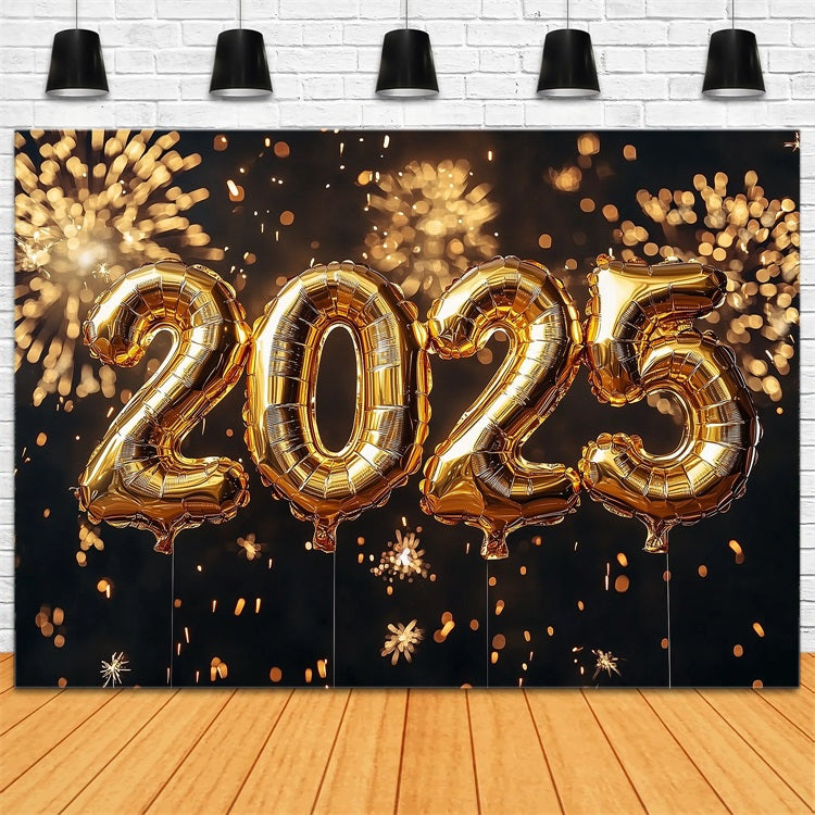 New Year Backdrop 2025 Golden Balloon Decor Backdrop BRP12-107