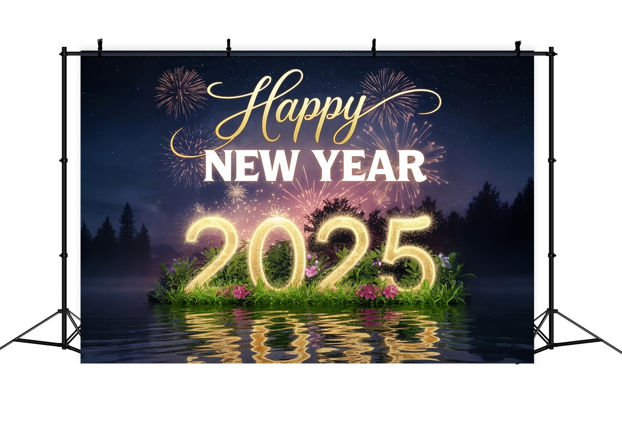 New Year's Photo Backdrop 2025 Natural Firework Backdrop BRP12-110