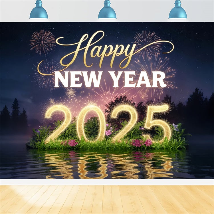 New Year's Photo Backdrop 2025 Natural Firework Backdrop BRP12-110