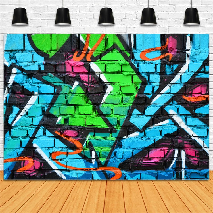 Graffiti Backdrop Photography Vivid Brick Wall Decor Backdrop BRP12-111