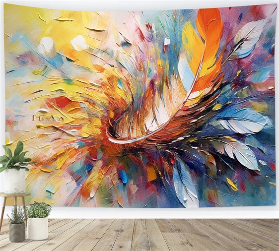 Graffiti Backdrop Energetic Abstract Feather Design Backdrop BRP12-116