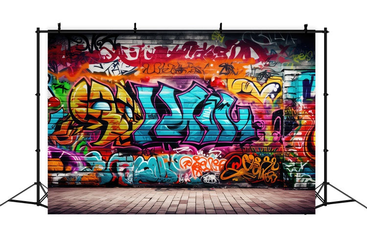 Graffiti Backdrop Background Lively Artistic Brick Backdrop BRP12-123