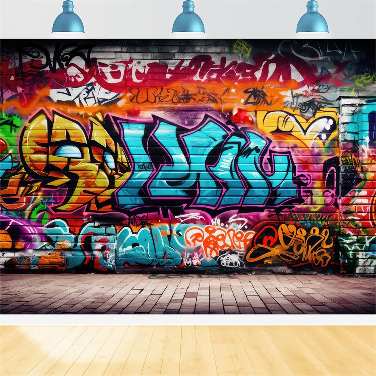 Graffiti Backdrop Background Lively Artistic Brick Backdrop BRP12-123