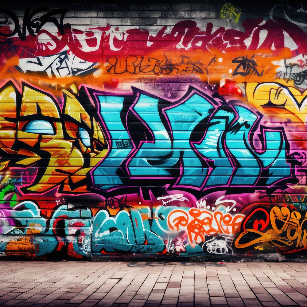 Graffiti Backdrop Background Lively Artistic Brick Backdrop BRP12-123