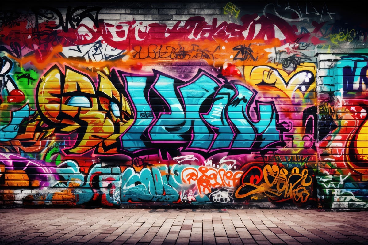 Graffiti Backdrop Background Lively Artistic Brick Backdrop BRP12-123