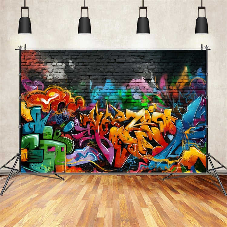 Graffiti Wall Backdrop Dynamic Art Brick Wall Backdrop BRP12-127