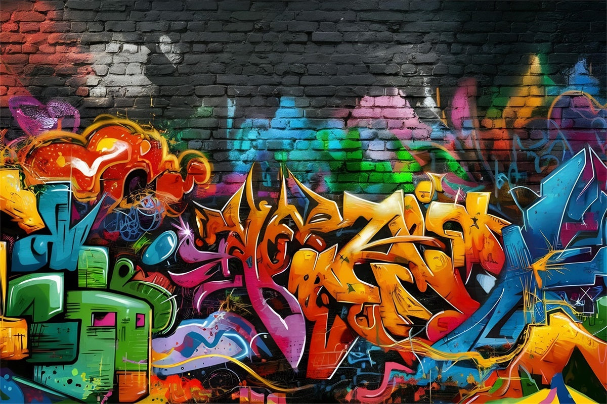 Graffiti Wall Backdrop Dynamic Art Brick Wall Backdrop BRP12-127