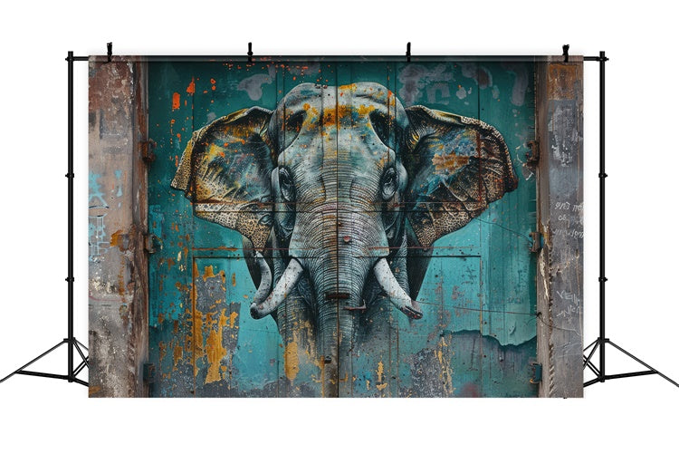 Graffiti Backdrop Photography Realistic Elephant Mural Backdrop BRP12-130