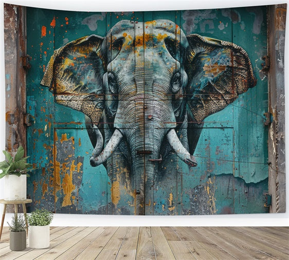 Graffiti Backdrop Photography Realistic Elephant Mural Backdrop BRP12-130