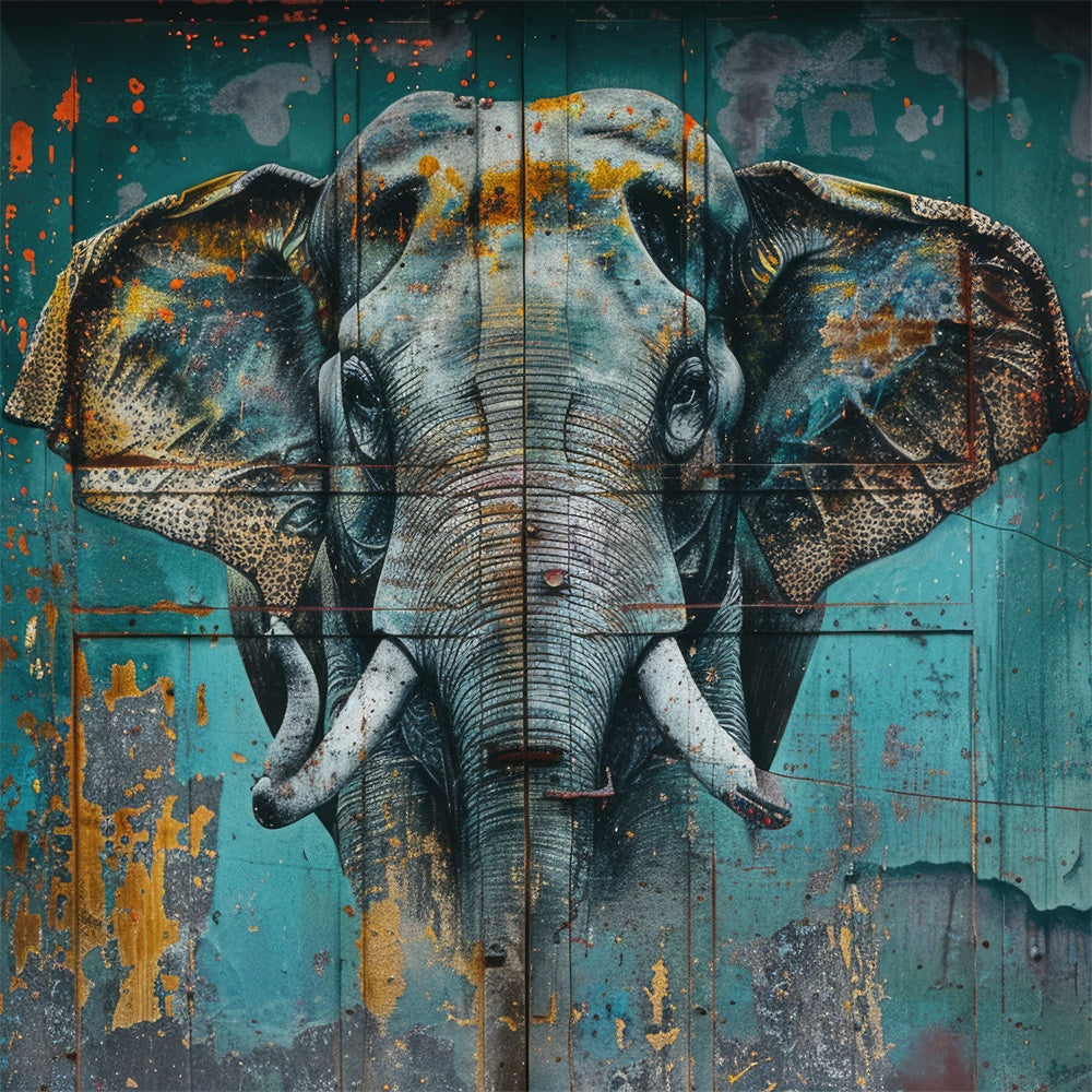 Graffiti Backdrop Photography Realistic Elephant Mural Backdrop BRP12-130