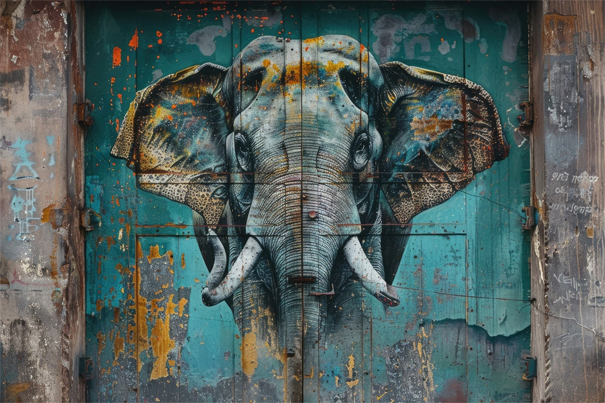 Graffiti Backdrop Photography Realistic Elephant Mural Backdrop BRP12-130