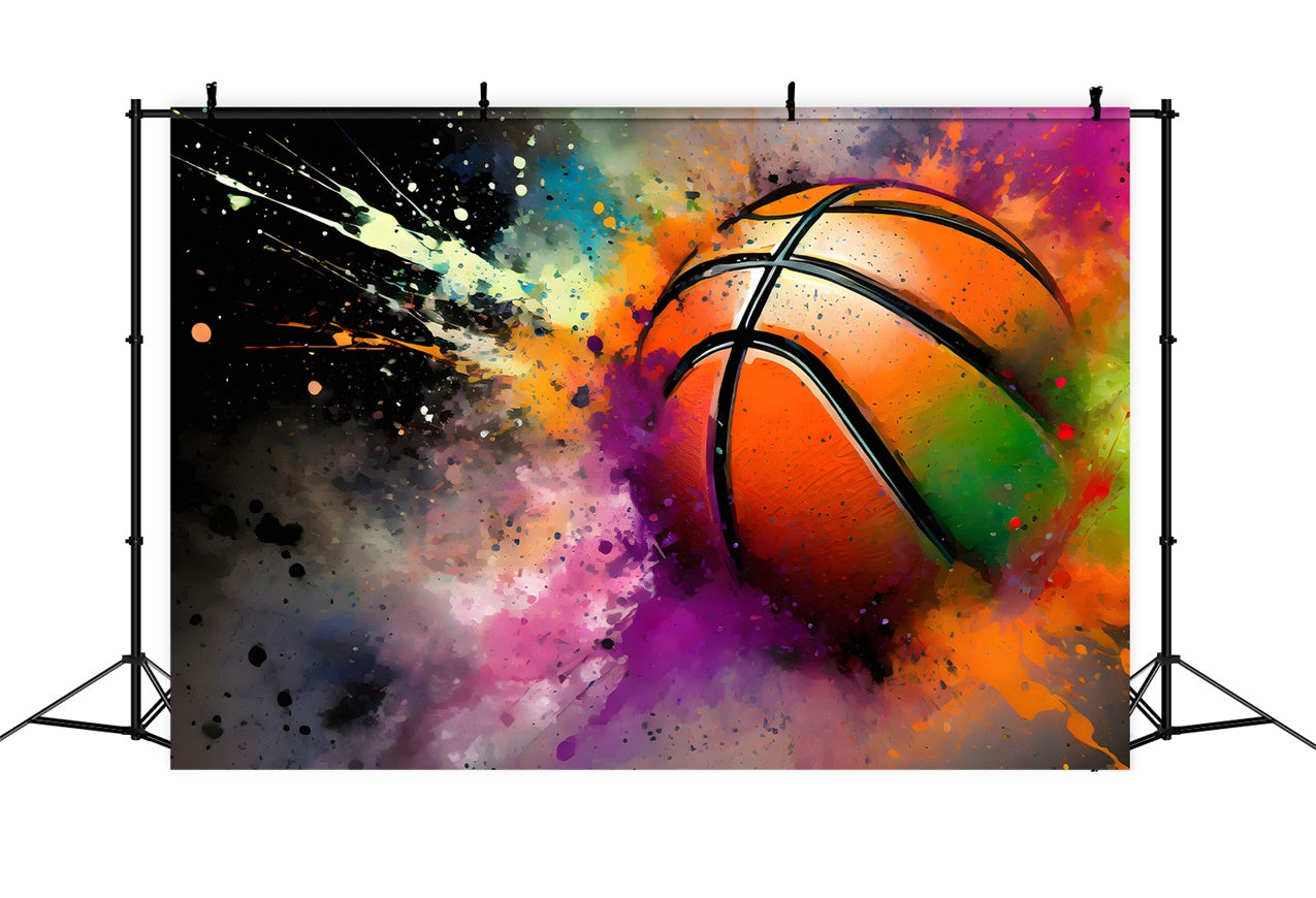 Backdrop Graffiti Vibrant Basketball Splash Art Backdrop BRP12-131