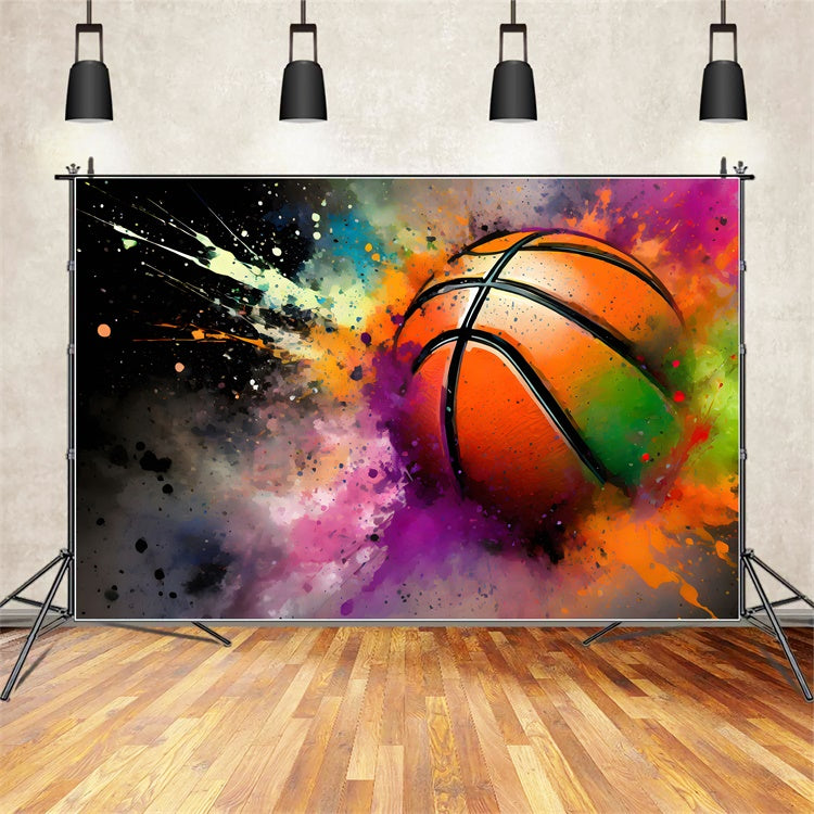 Backdrop Graffiti Vibrant Basketball Splash Art Backdrop BRP12-131