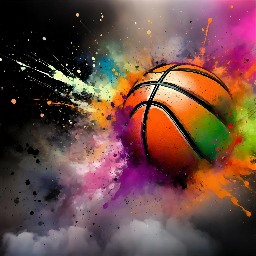 Backdrop Graffiti Vibrant Basketball Splash Art Backdrop BRP12-131