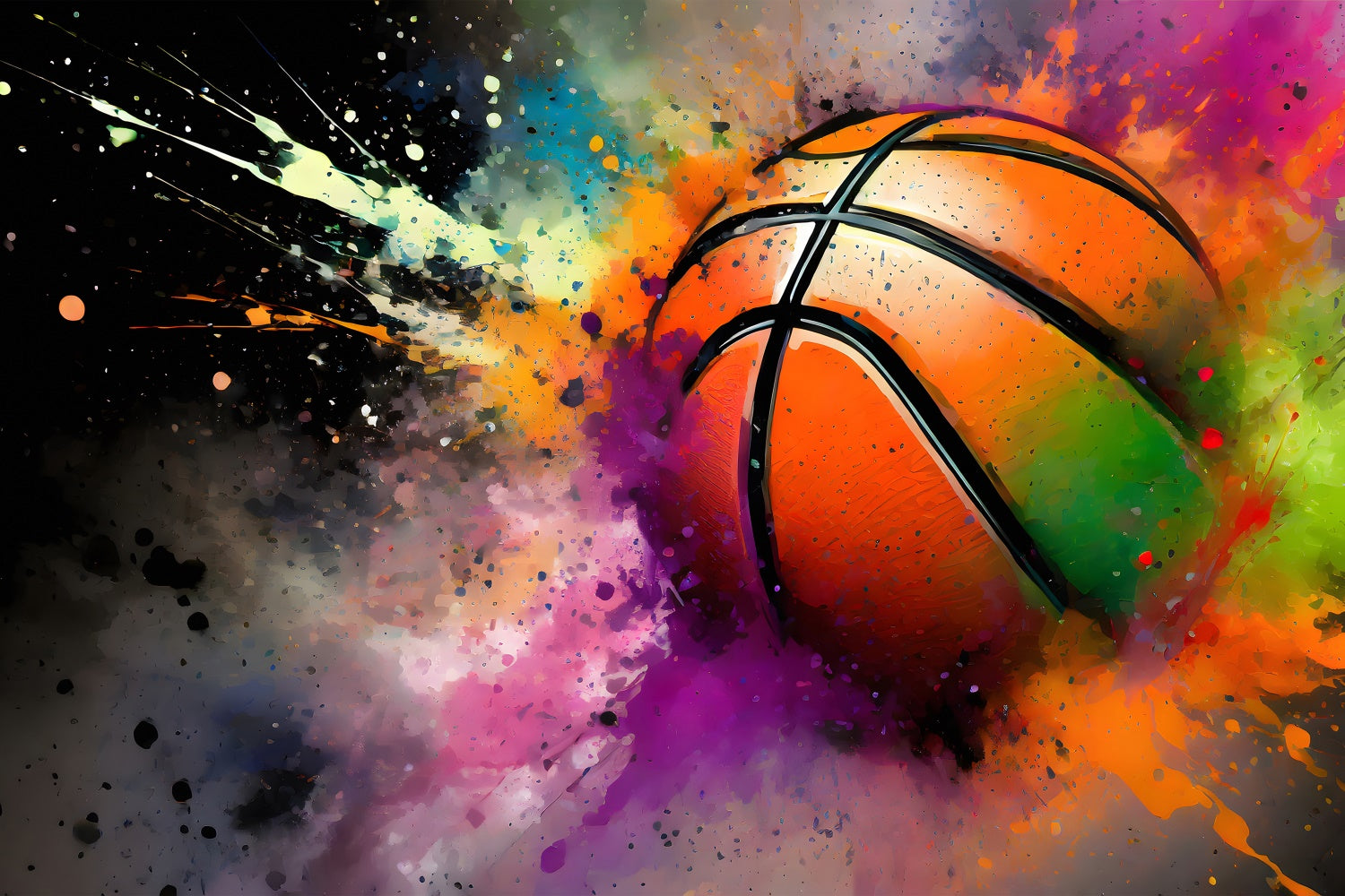 Backdrop Graffiti Vibrant Basketball Splash Art Backdrop BRP12-131