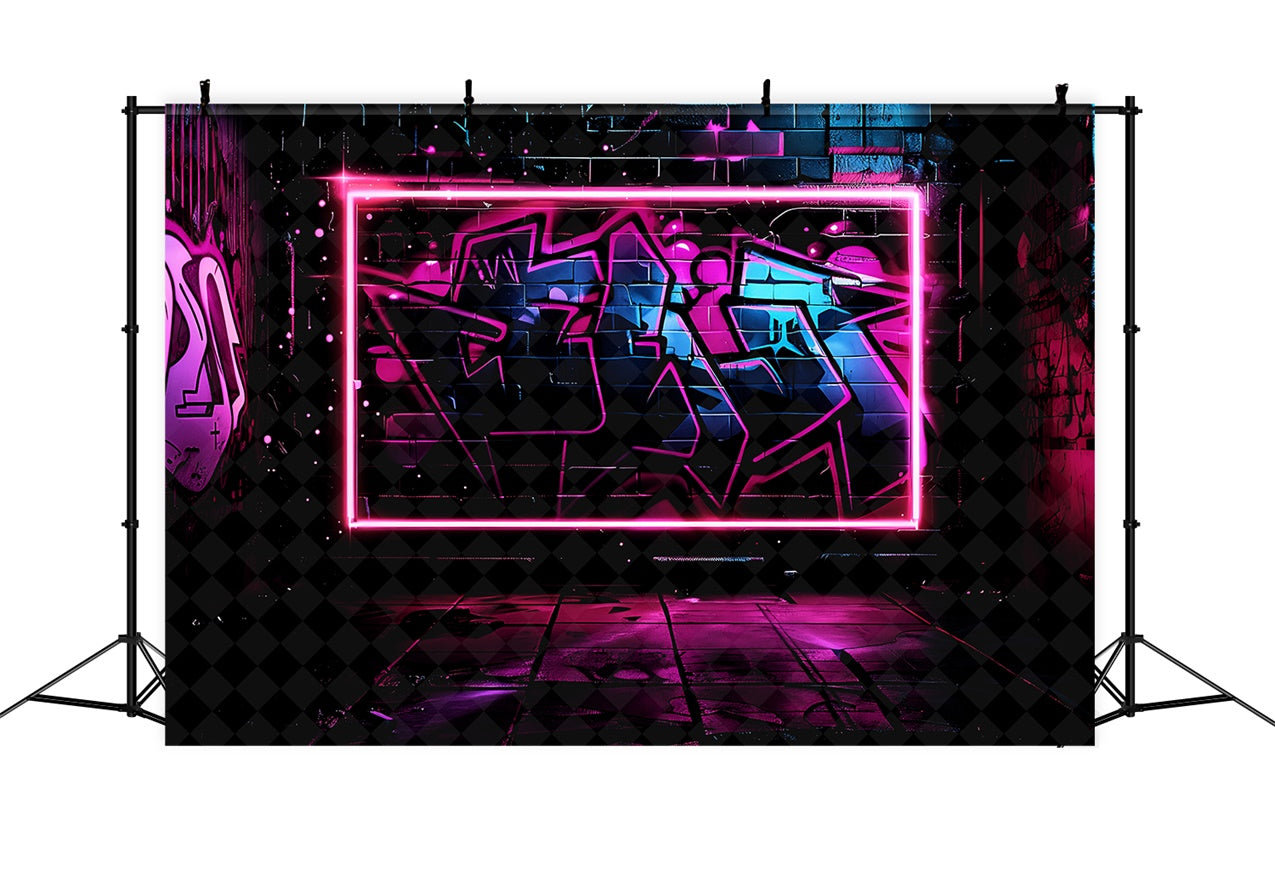 Graffiti Wall Backdrop Dazzling Neon Art Frame Backdrop BRP12-133