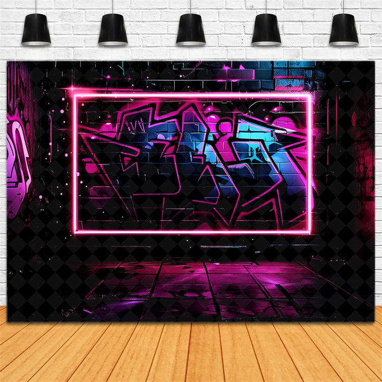 Graffiti Wall Backdrop Dazzling Neon Art Frame Backdrop BRP12-133