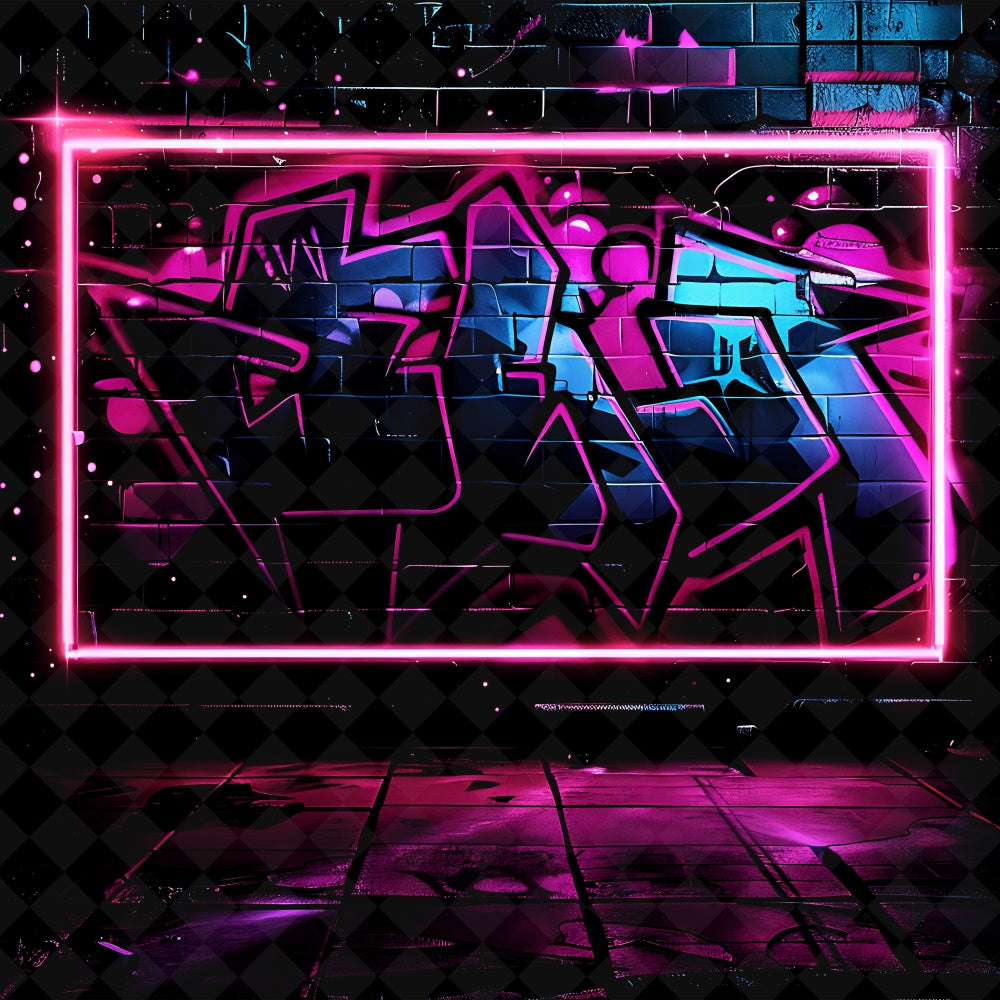 Graffiti Wall Backdrop Dazzling Neon Art Frame Backdrop BRP12-133