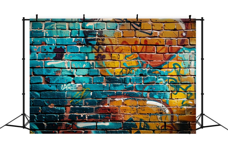 Graffiti Backdrop Colorful Brick Wall Photography Backdrop BRP12-136