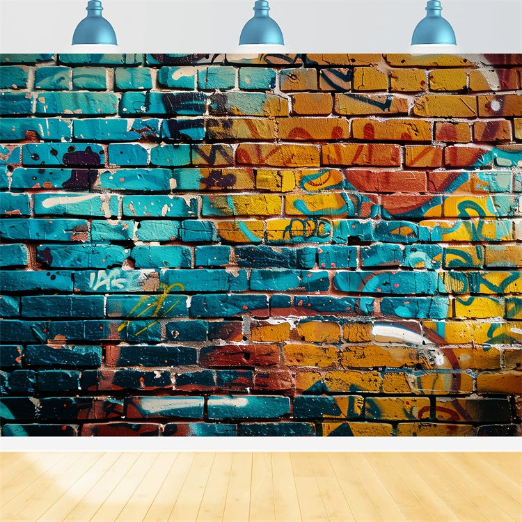 Graffiti Backdrop Colorful Brick Wall Photography Backdrop BRP12-136