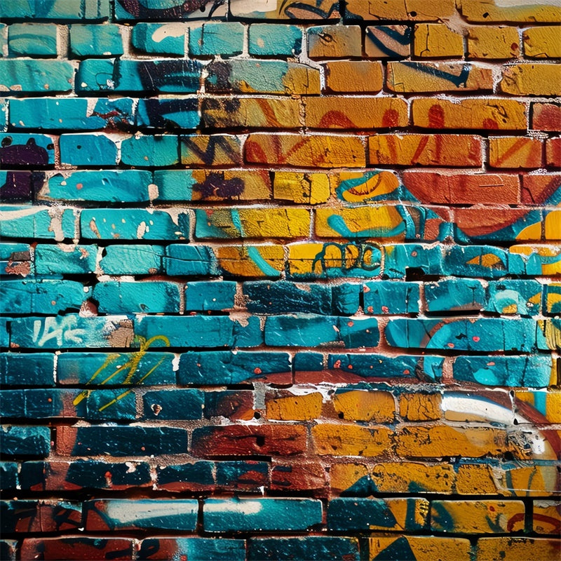 Graffiti Backdrop Colorful Brick Wall Photography Backdrop BRP12-136