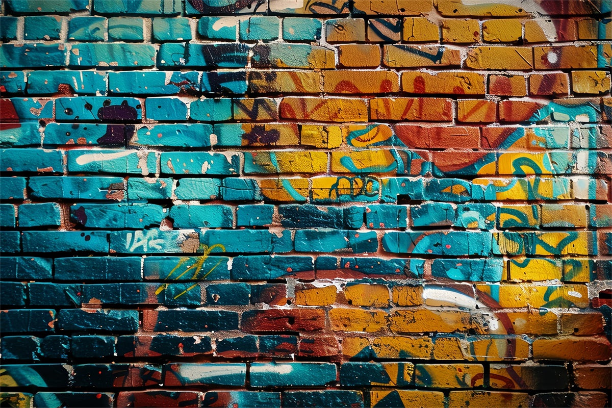 Graffiti Backdrop Colorful Brick Wall Photography Backdrop BRP12-136