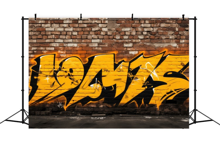 Graffiti Photo Backdrop Yellow Brick Wall Photography Backdrop BRP12-140