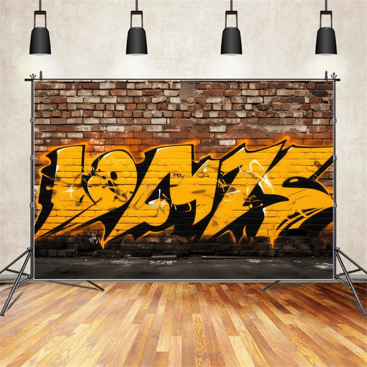 Graffiti Photo Backdrop Yellow Brick Wall Photography Backdrop BRP12-140