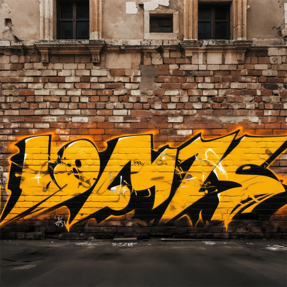 Graffiti Photo Backdrop Yellow Brick Wall Photography Backdrop BRP12-140