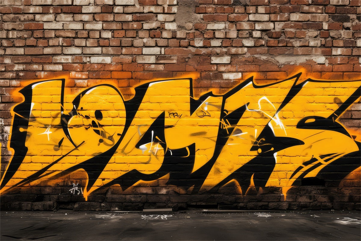 Graffiti Photo Backdrop Yellow Brick Wall Photography Backdrop BRP12-140