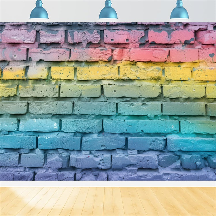 Graffiti Photography Backdrop Colorful Block Brick Wall Backdrop BRP12-141