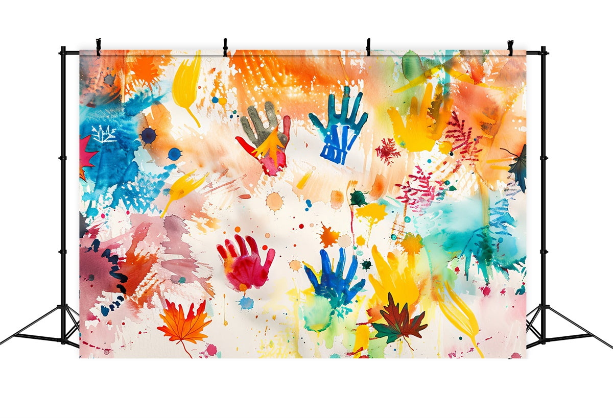 Graffiti Backdrop Colorful Handprint Art Backdrop BRP12-146