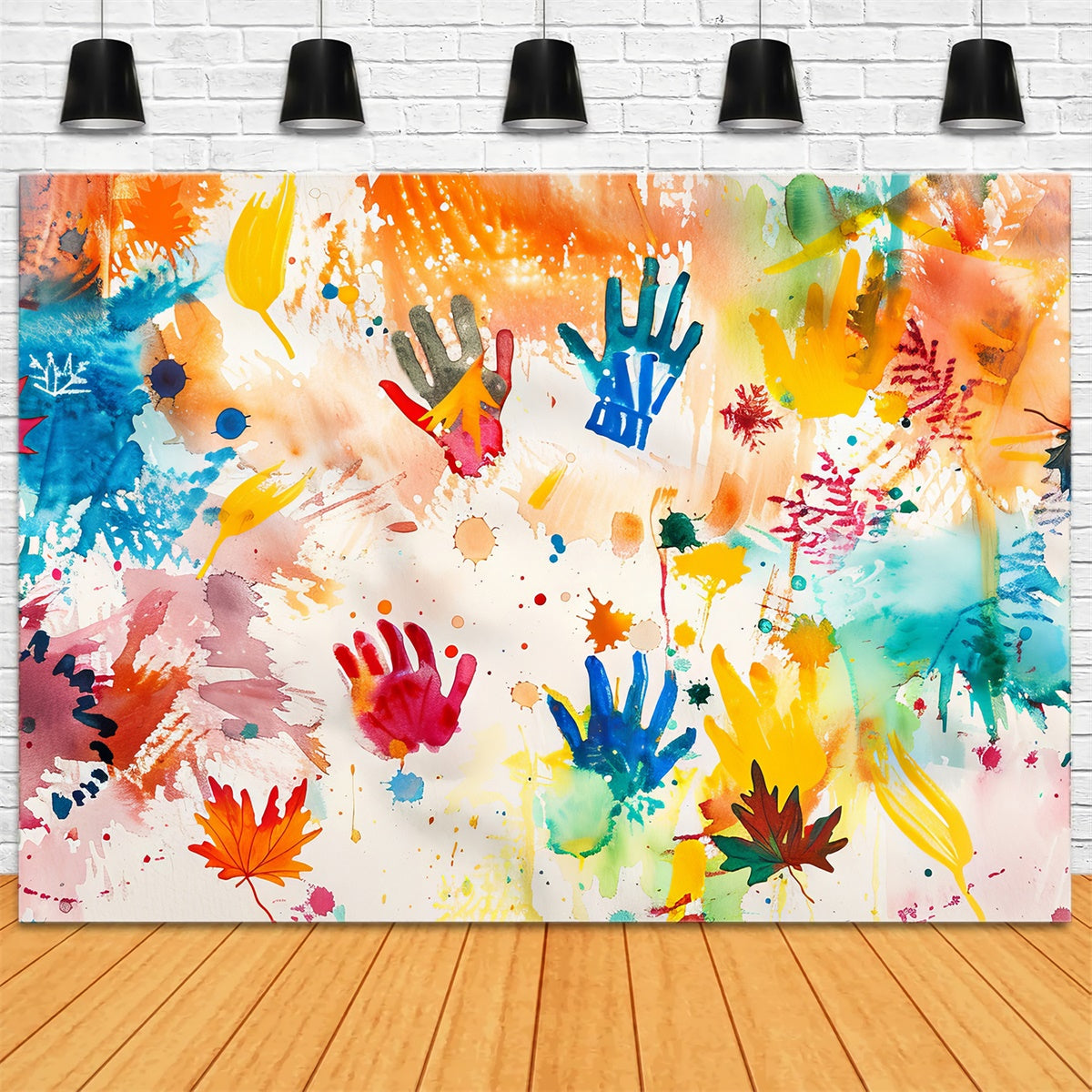 Graffiti Backdrop Colorful Handprint Art Backdrop BRP12-146