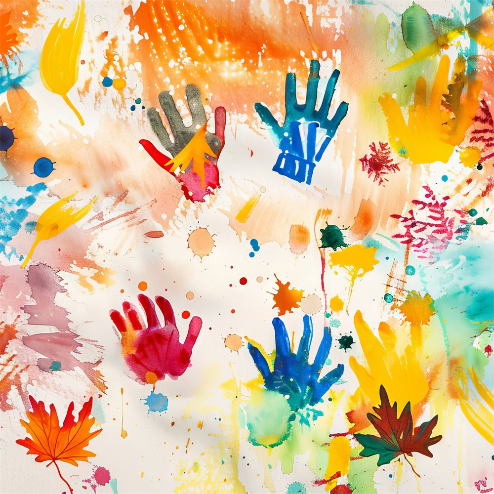 Graffiti Backdrop Colorful Handprint Art Backdrop BRP12-146