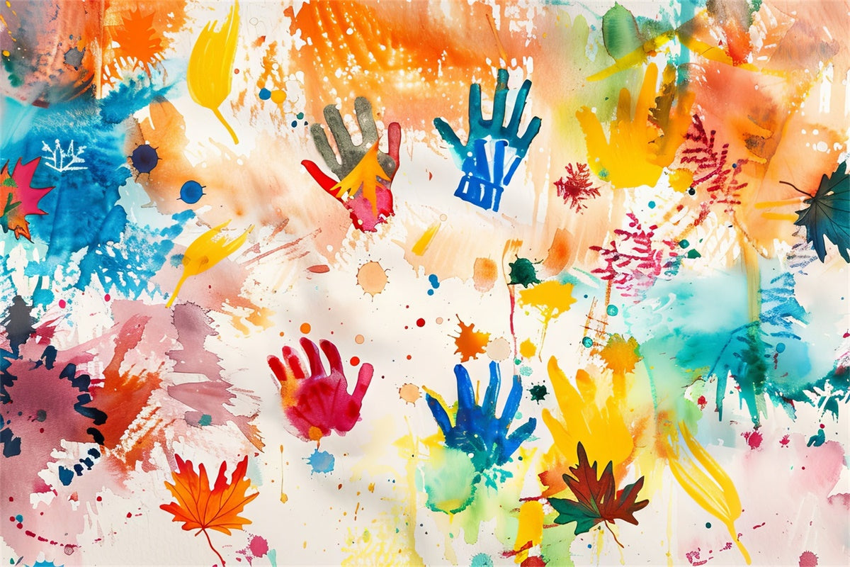 Graffiti Backdrop Colorful Handprint Art Backdrop BRP12-146