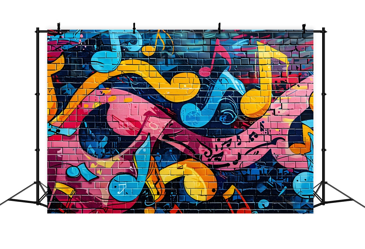 Graffiti Wall Backdrop Music Note Color Brick Backdrop BRP12-156