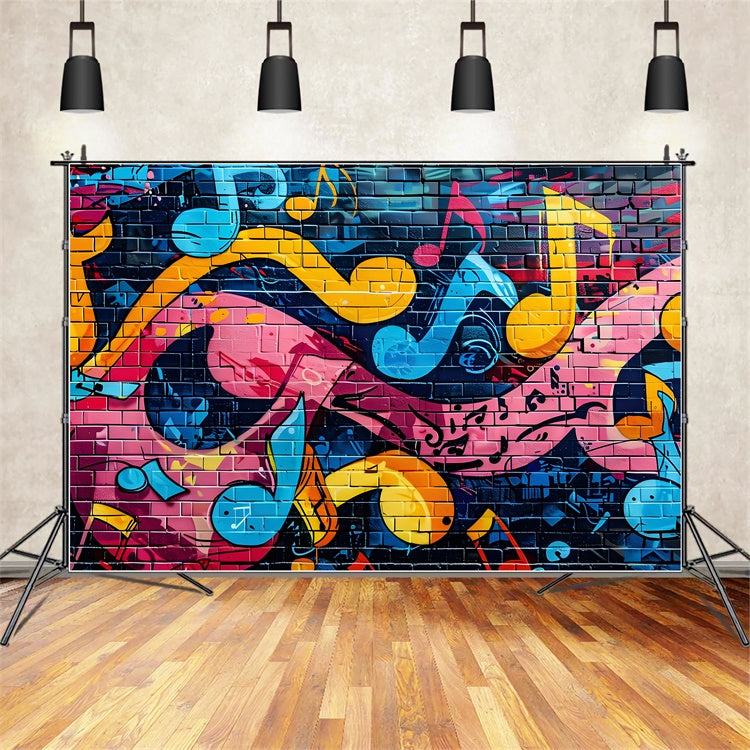 Graffiti Wall Backdrop Music Note Color Brick Backdrop BRP12-156