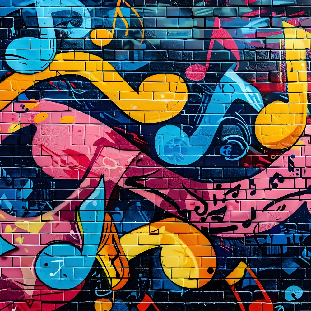 Graffiti Wall Backdrop Music Note Color Brick Backdrop BRP12-156