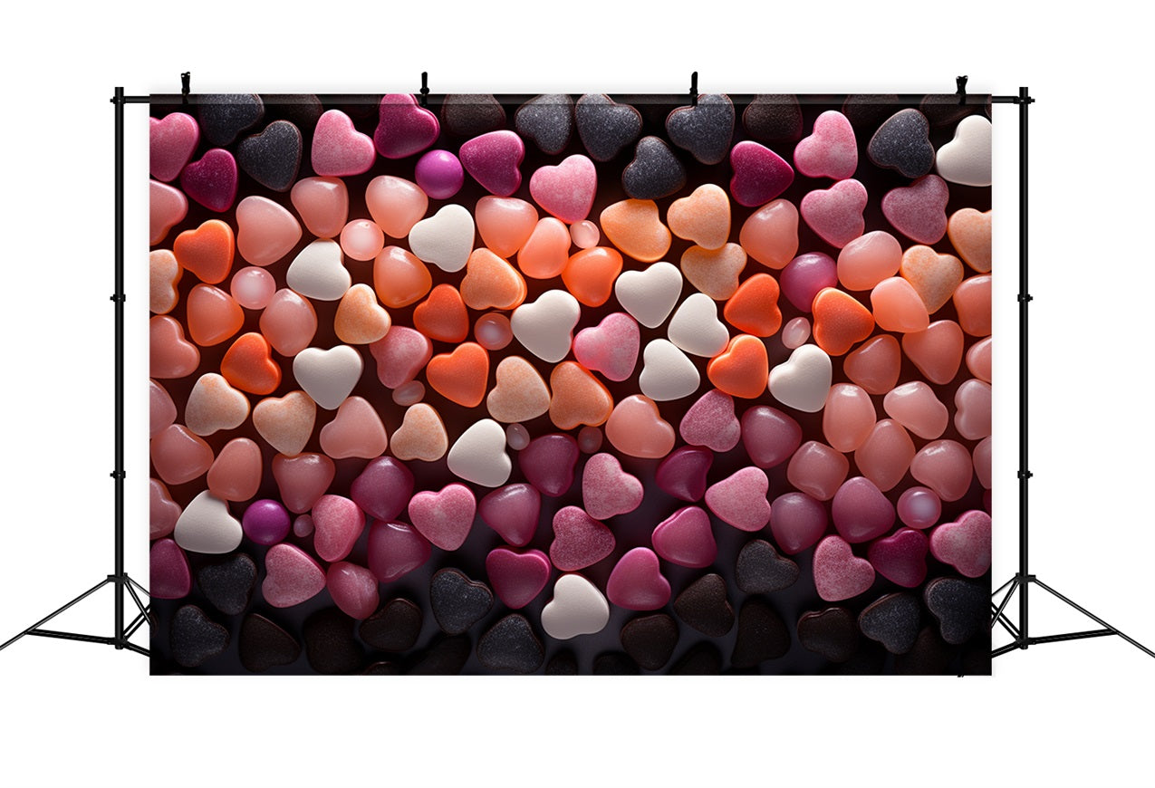 Valentines Heart Backdrop Colorful Heart Shaped Candy Backdrop BRP12-165