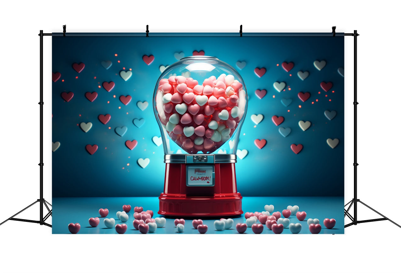 Valentine's Day Backdrop Ideas Red Candy Machine Heart Backdrop BRP12-167