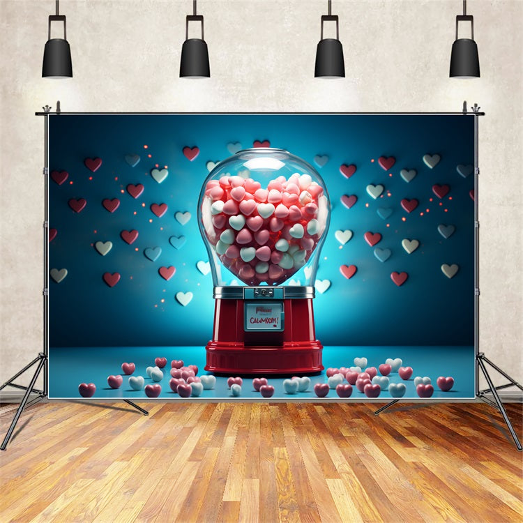 Valentine's Day Backdrop Ideas Red Candy Machine Heart Backdrop BRP12-167