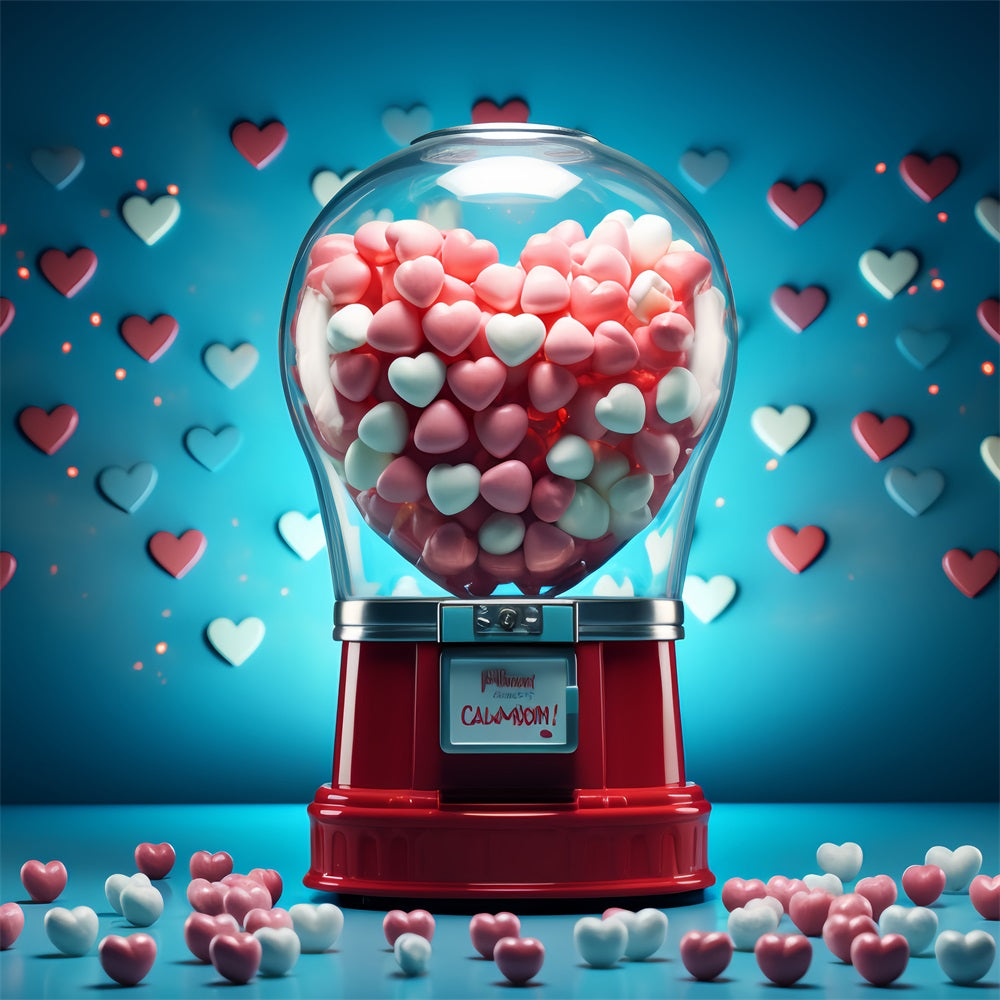 Valentine's Day Backdrop Ideas Red Candy Machine Heart Backdrop BRP12-167