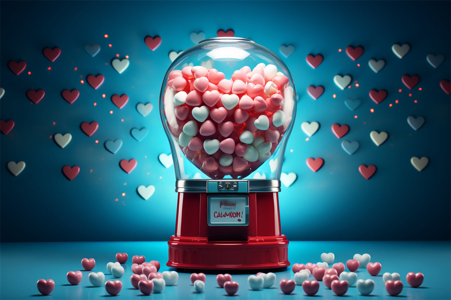 Valentine's Day Backdrop Ideas Red Candy Machine Heart Backdrop BRP12-167