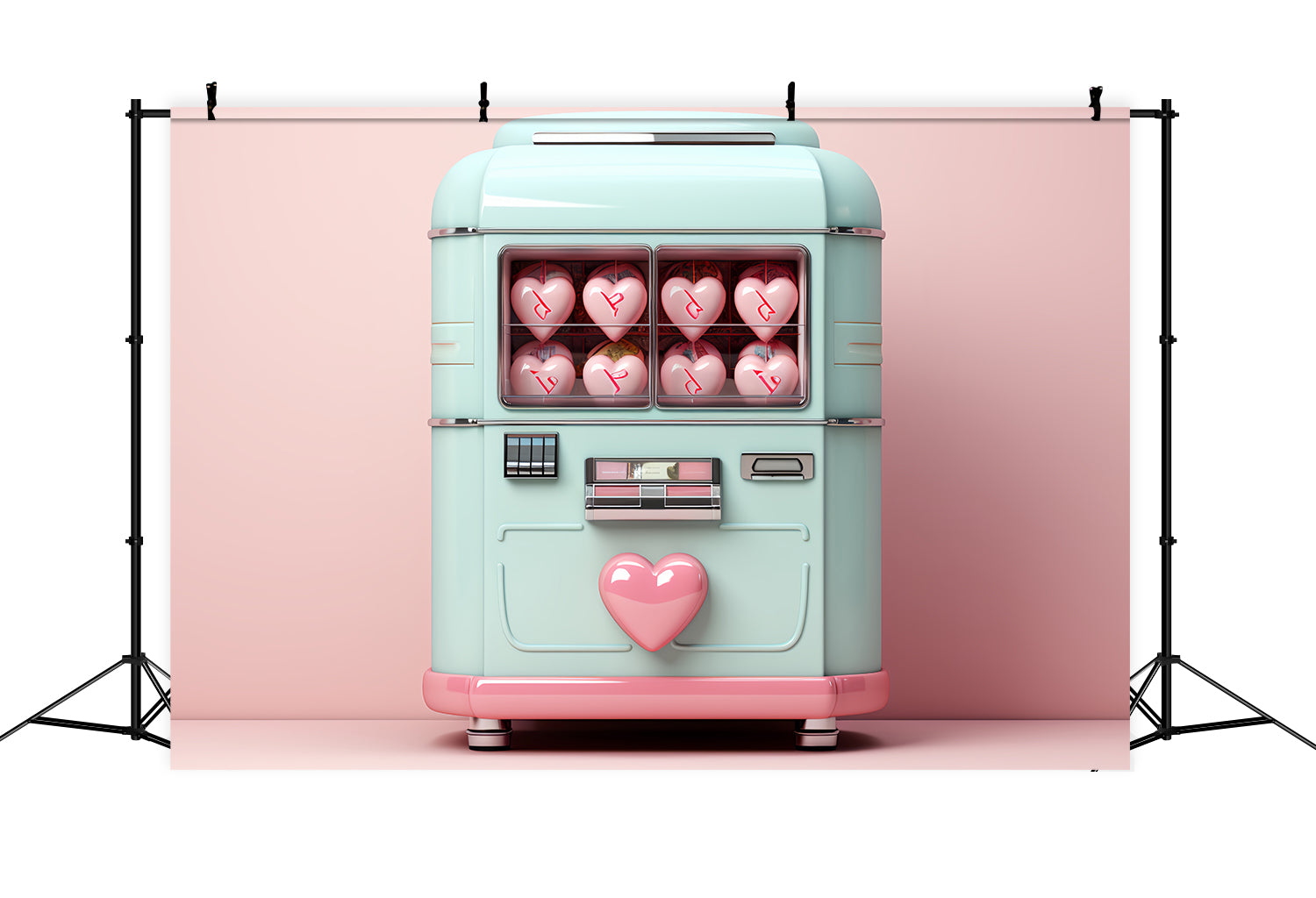 Valentine Backdrop Photography Heart Candy Pink Vending Machine Backdrop BRP12-168